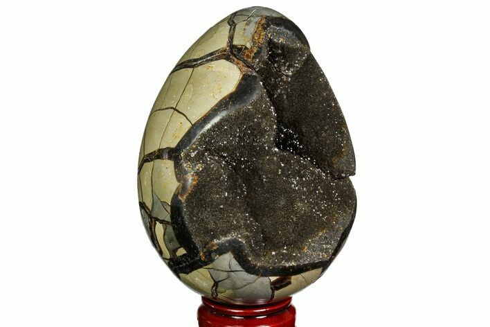 Septarian Dragon Egg Geode - Black Crystals #157898